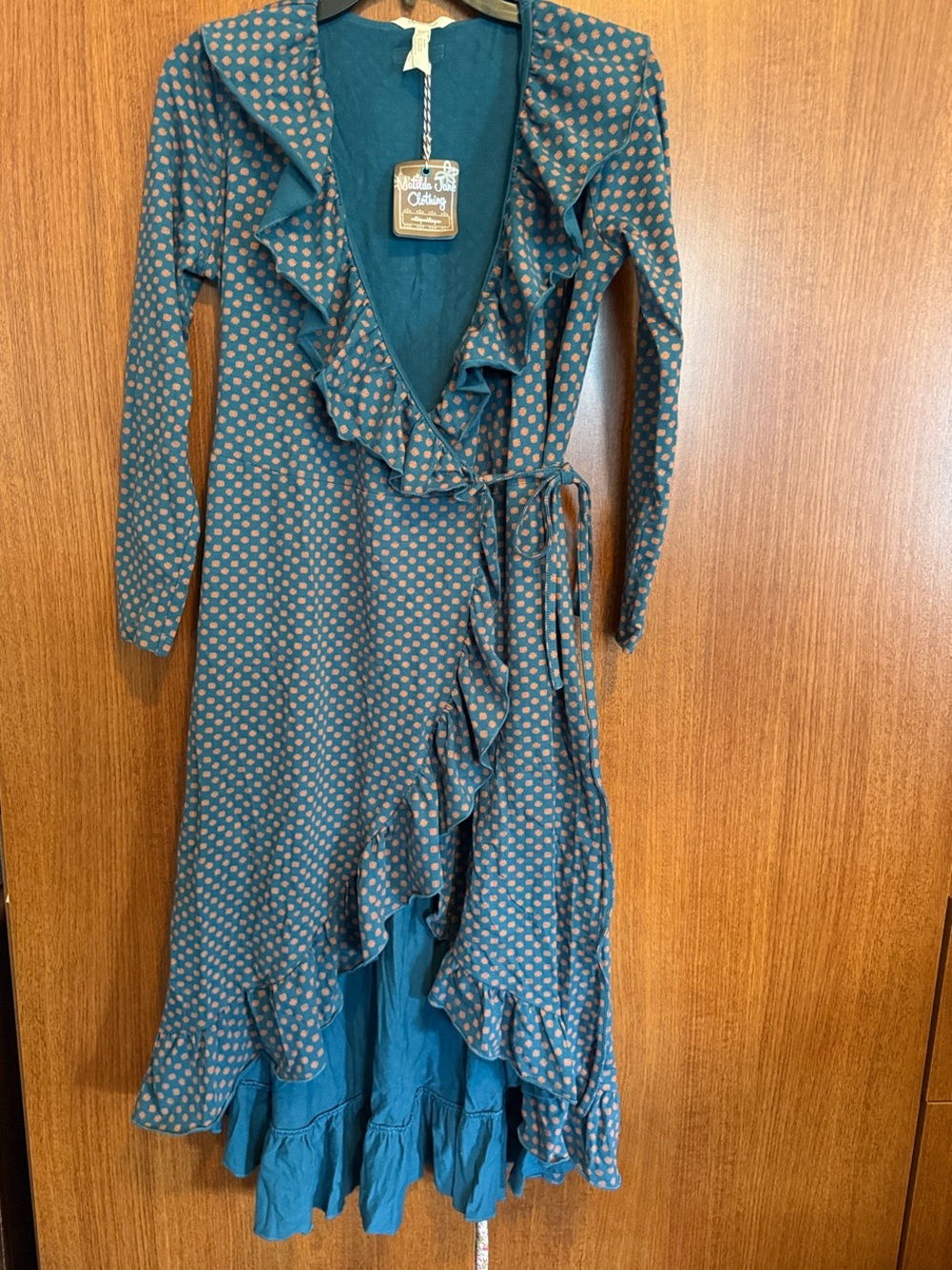 NWT Matilda Jane Reunion Wrap Dress Teal Orange Ruffle Boho